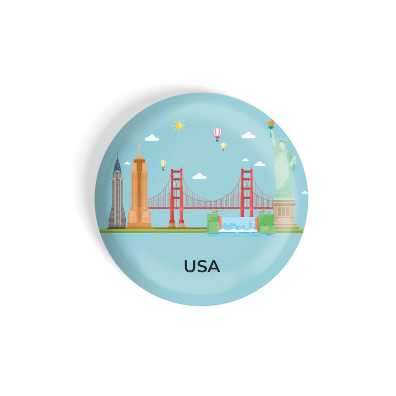 dhcrafts Round Fridge Magnet Blue Color USA Glossy Finish Design Pack of 1 (58 mm)